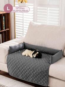 SHEIN 1PC Solid Color Plaid Pet Bed, Water-Resistant Anti-Slip Thin Design, Suitable For Small/Medium Cats & Dogs, 4-Season Use - Dark Grey - View 5