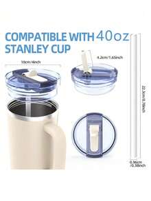 SHEIN 1 件 2 件 40 盎司玻璃杯替换盖 - 防漏翻盖吸管盖，白色、黑色、米色、蓝色、粉色，兼容 40 盎司杯配件 - 彩色 - 查看 2