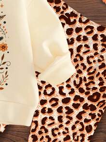 Bộ áo nỉ chui đầu và quần legging họa tiết bí ngô nơ báo dễ thương phong cách Halloween cho bé gái, chất liệu Maillard, cổ tròn dày, dệt kim mềm mại, dài tay, thích hợp cho mùa thu/đông - Nhiều màu - Xem 5