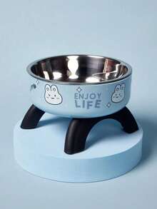 Zazumi Stainless Steel Pet Food Bowl With Cute Pattern And Embossed Design, Anti-Spill, Non-Slip, Suitable For Small Cats, Dogs And Small Pets For Drinking And Eating
