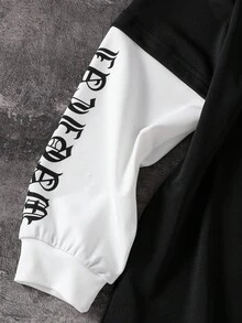 PAVTROS 1 件男童字母和数字拼色长袖 T 恤，运动球衣款式，适合秋冬季、运动、户外、学校