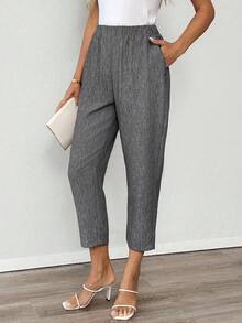 EMERY ROSE Pantalones casuales de unicolor para mujer - Gris Oscuro - Ver 5