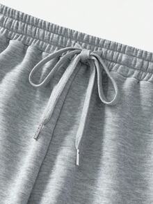 Slaydiva 2pcs/Set Women's Oversized Crew Neck Sweatshirt And Drawstring Waist Casual Sweatpants, Autumn/Winter Y2k Outfit 2 Pieces Lounge Sets Women Two Pieces Set Women Y2k 2 Pieces Set Sweatsuits Sets For Women,Fall - Light Grey - View 6