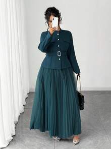 Elenzga 永不过时的万圣节大码套装，哥特式预科，周三风格（周三美学），亚当斯风格（不是家庭） - 綠色 - 查看 7