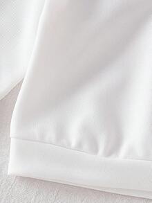 SHEIN 2件套女婴春秋长袖针织白色上衣+休闲裤套装 - 白色 - 查看 4