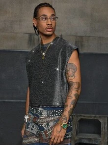 AXEPEAK 男士全印花圆领休闲时尚户外上衣 - 黑色 - 查看 4