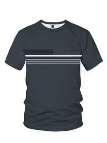 Manfinity Homme 大码男士短袖T恤，时尚适合夏季 - 彩色 - 查看 2