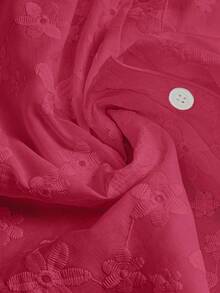 Linhara Women's Versatile 3/4 Sleeve Embroidered Shirt Collar Cardigan, Elegant For Commuting, Spring/Summer/Autumn