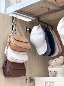1pc Wall-Mounted Hat Holder Rack With 6 Hooks, Iron Storage Organizer - Portable Over-The-Door Hanger, Suitable For Baseball Caps, Golf Caps Etc. - Multi-Purpose Wardrobe Cabinet Storage Box, Fits All Types And Sizes Of Hats, Great For Closets And Dorm Rooms, Hat Rack Organizer - Multicolor - View 5