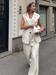 Pariaura Veste slim femme avec col revers et taille, blazer décontracté