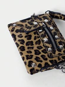 SHECARRY 女士时尚前卫 Y2K 风格街头酷女孩多功能迷你包，可调节肩背包/手提包/钱包 - 棕色 - 查看 7