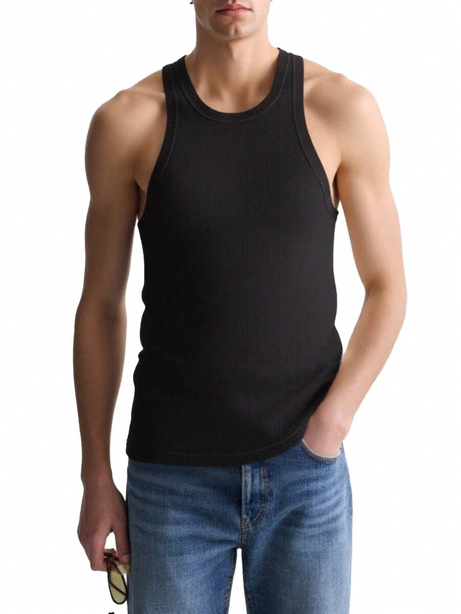 Calvin Klein Woven Tab Men Sleeveless Tank T-shirt - Schwarz - Übersicht 1