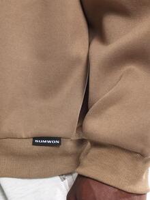 SUMWON 基本款超大宽松运动衫舒适冬季休闲家居服保暖落肩圆领街头风套头衫