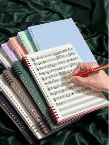 SHEIN 60 Sheet 120 Page B5 Loose-Leaf Music Notebook | Removable Staff Paper Exercise Book For Musicians & Teenagers | Beginner Music Notation Learning Staff Sheets