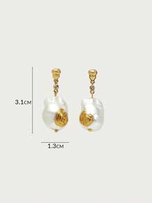 Opalesca 1 对珍珠/珍珠母，金属，不对称，水钻装饰耳环，适合派对、休闲、工作、优雅、可爱、奢华、婚礼、节日、度假、露营、Y2K、妈妈、女士、女孩、秋季、冬季、节日、假日、度假、老钱、万圣节