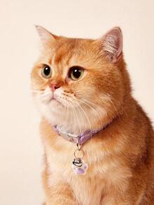 Zazumi 宠物项圈，适用于猫和中小型犬，带有可爱的猫脸和爪印图案，带铃铛设计 - 彩色 - 查看 2