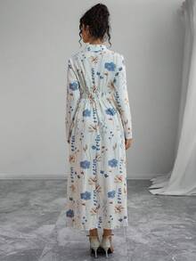 Momance Elegant Floral Print V-Neck Dress For Pregnant Women, Suitable For Commuting - Multicolor - View 2