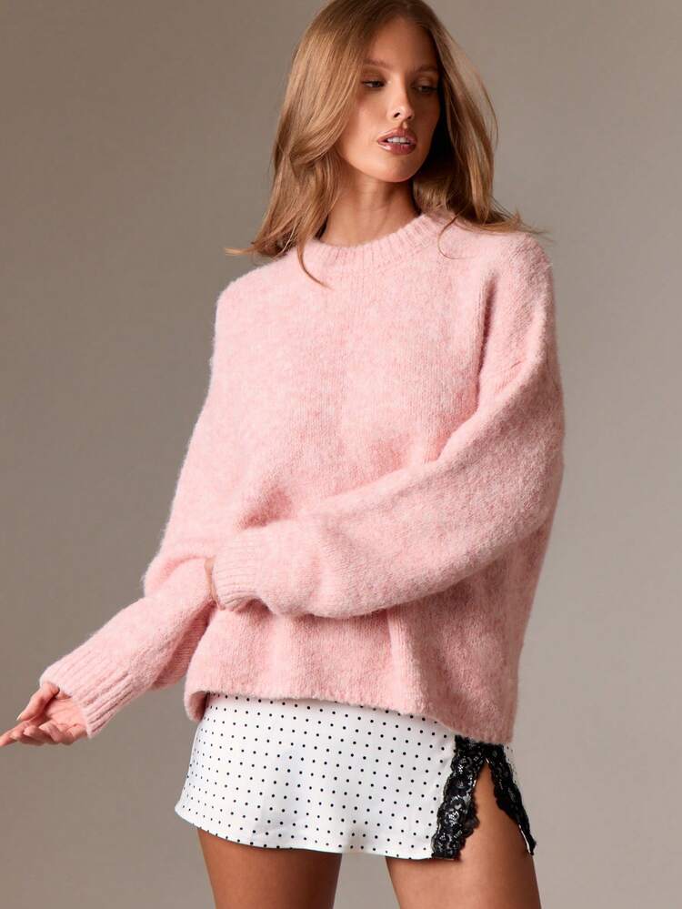 Chunky Knit Crew Neck Pullover Sweater