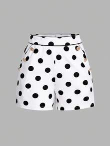 SHEIN Clasi Pantalones Cortos Impresos Para Mujer Con Lunares - Blanco y Negro - Ver 11