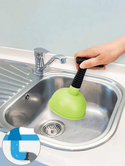 SHEIN 1-Piece Toilet Press-Type Plunger For Pipe And Sink Cleaning, Toilet Plunger, Kitchen Drain Unblocker, Plunger For Hair Clog Cleaning, Drain Unblocker For Bathroom Sinks And Basins