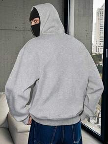 Manfinity Dauomo 男士双层连帽卫衣，休闲拉链连帽外套，复古夹克，适合秋冬季，现在流行，时尚夹克，酷炫外套，兄弟姐妹礼物，爸爸礼物，休闲简约时尚上衣 - 灰色 - 查看 2