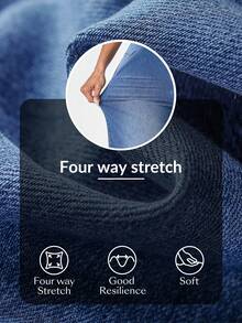 Flexra جينز كاجوال بجيوب وقصة مستقيمة فضفاضة للنساء - أزرق متوسط - مشاهدة 8