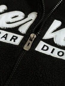 PAVTROS Men's Letter Graphic Contrast Color Zipper Front Casual Baseball Jacket, Autumn/Winter Letterman Jacket Fleece Jacket Mens Varsity Jacket Streetwear Jacket Fleece Lined Jacket Letter Men Jacket