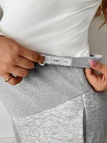 SHEIN 大码孕妇高腰休闲羊毛裤，秋冬