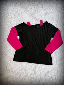 Sunspun Plus Size Oblique Shoulder 2 In 1 Skull Print Contrast Color Long Sleeve T-Shirt Vintage Fall Cloth For Women - Multicolor - View 3