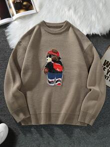 Claim Dot Men's Casual Loose Fit Crew Neck Long Sleeve Sweater, Versatile For Autumn