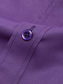 Manfinity Mode Camisa casual de manga larga con botones delanteros de unicolor para hombre, morado, otoño - Morado - Ver 6