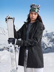 In My Nature 女士户外夹克冬季外套冬季保暖厚保暖夹克，冬季夹克女士休闲户外夹克户外徒步夹克女士休闲夹克，保暖大衣，秋冬夹克，厚夹克保暖，冬季外套女士运动休闲夹克黑色夹克 - 黑色 - 查看 7