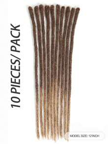 Boho Braids Real Human Hair Dreadlock Extensions 4/30 10 Strands 8 Inch - 20 Inch Up 0.6cm Down 0.4cm Width 100% Permanent Human Hair Loc Extension Can Be Dyed Bleached Curled Handmade Loc Extension For Men Women 10 Strands Brown 4/30 Color - S4/30 - View 2