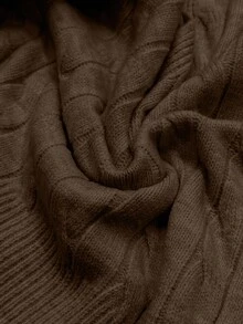 Elenzga Simple Solid Color Casual Daily Short Crew Neck Women Sweaters - Coffee Brown - View 7