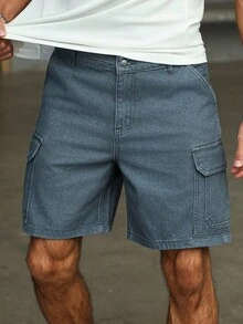 Manfinity Homme Short en jean ample et décontracté avec plusieurs poches pour hommes - Gris - Voir 4