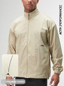 ARC Activewear 全拉链毛衣夹克 高性能上衣 健身房运动长袖运动服 - 米色 - 查看 1