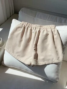 Comfortcana Apricot Wide-Leg Corduroy Shorts With Pockets Comfortable And Stylish For Everyday Wear Women Shorts Comfortable Shorts Soft Shorts