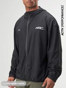 ARC Activewear 全拉链毛衣夹克 高性能上衣 健身房运动长袖运动服 - 黑色 - 查看 1
