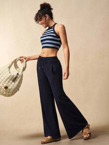 VARSIVA 女士健身套装 女士条纹短款露背上衣和纯色长裤运动套装 - 彩色 - 查看 5