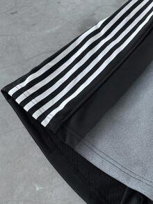 PAVTROS Manfinity Streetrush Men's Y2K Double Waist Stylish Wide-Leg Track Pants, Side Stripe & Letter Print, Casual Streetwear, Halloween, Back-To-School, Spring, Fall & Winter Apparel, Perfect Gift For Boyfriend - Black - View 3