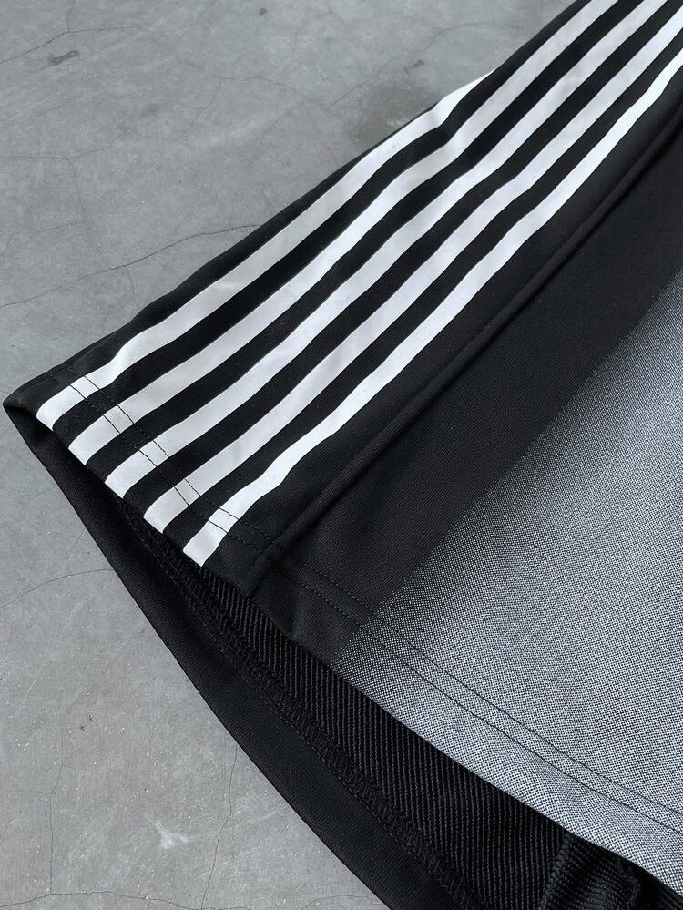 PAVTROS Manfinity Streetrush Men's Y2K Double Waist Stylish Wide-Leg Track Pants, Side Stripe & Letter Print, Casual Streetwear, Halloween, Back-To-School, Spring, Fall & Winter Apparel, Perfect Gift For Boyfriend - Black - View 3