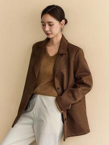 Livesso Women's Solid Color Raglan Sleeve Crew Neck Casual Regular Jacket