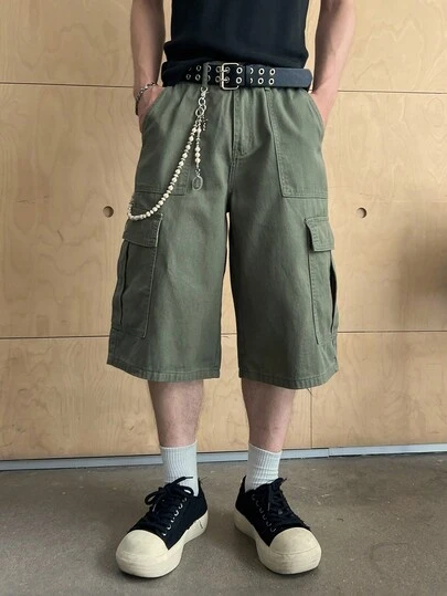 Manfinity EMRG 男士休闲纯色工装牛仔短裤，夏季