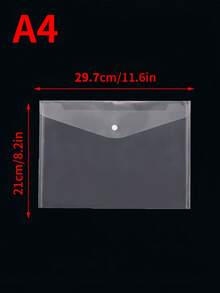 SHEIN A5/A4 尺寸，10/20 个装，塑料文件夹，透明可重复使用防水文件夹，带按钮，办公室、家居、男士、女士、律师、秘书、商务，加厚材质，圣诞节、万圣节礼物 - 無色 - 查看 3