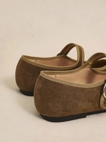 Rosivie Giày bệt trang trí khóa cài cổ điển, đa năng và thanh lịch, phù hợp cho mùa xuân/hè, màu xám - Màu Tím - Xem 5