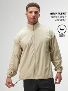 ARC Activewear 全拉链毛衣夹克 高性能上衣 健身房运动长袖运动服 - 米色 - 查看 3