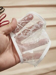 Charlaine 3 piezas/paquete Bragas tipo tanga de mujer con lazo de encaje y talle bajo