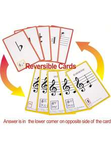 SHEIN 50-Piece High-Quality Music Flashcards Set, Suitable For Beginner Musicians, Music Reading And Terminology Study, Ideal For Adult Piano Learners, Piano Study Note Cards, Great For Educators To Use