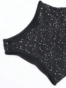 Teens' European & American Style Pearl Mesh Bodysuit Fall Winter - Black - View 3