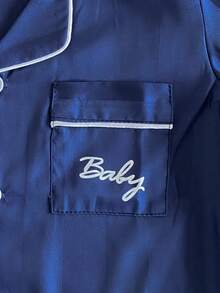 2pcs Toddler Boys' Jacquard Striped Long Sleeve Top And Pants Pajama Set, Spring/Autumn Fall Winter